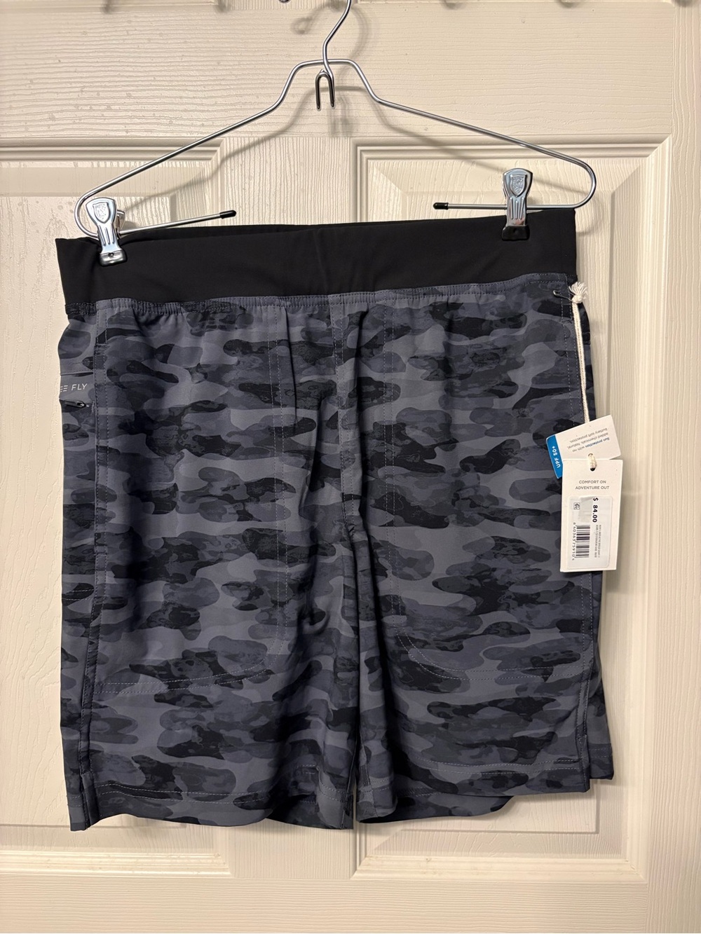NWT Men’sFree Fly Active Breeze Short Lined 7" Shorts Black Camo Small $84